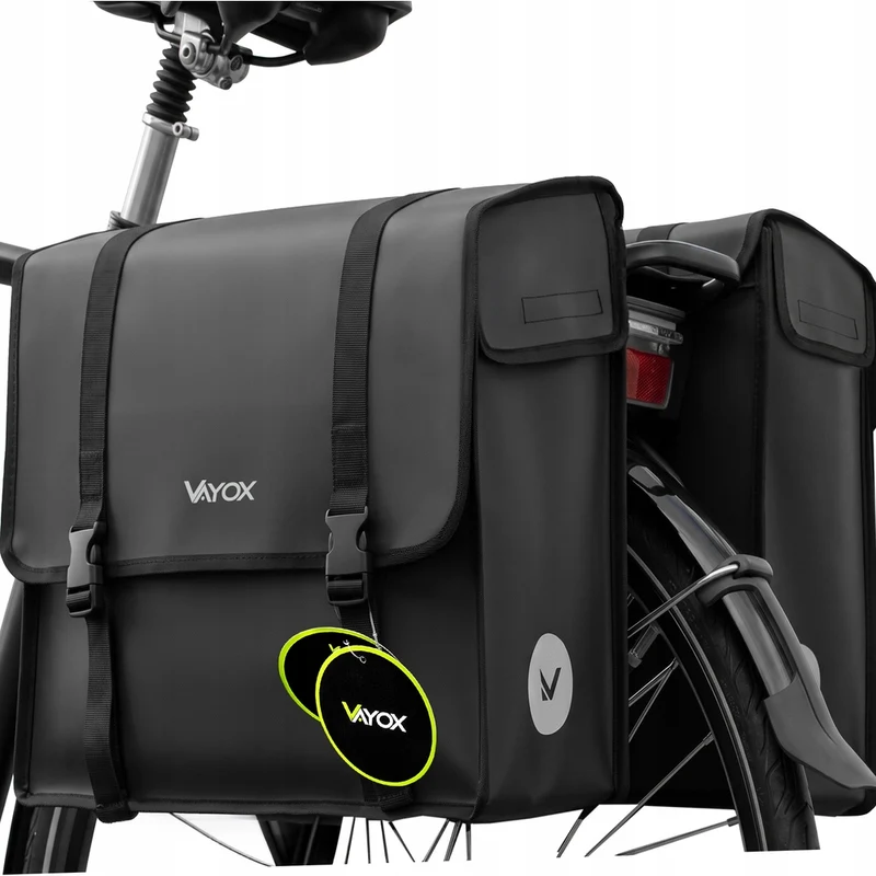 Fahrradtasche für den Gepäckträger, doppelt mit Griff, Vayox VA0446 40L, Schwarz