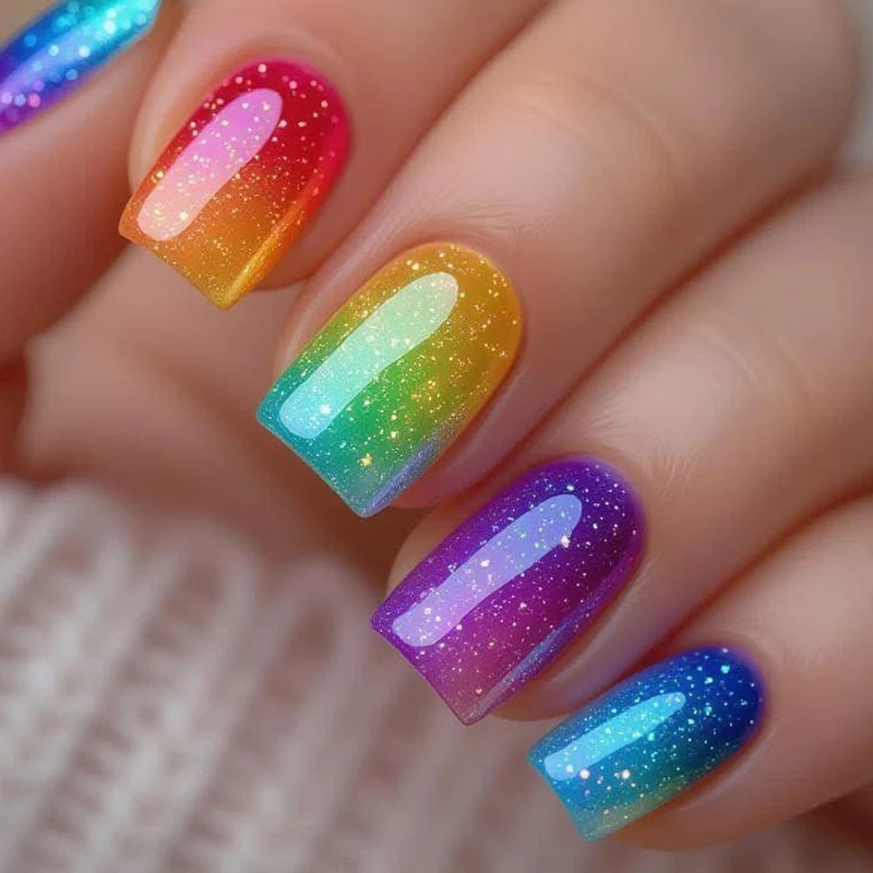 Glitzernde Gradient-Acryl-Nagelverlängerungen Karnz