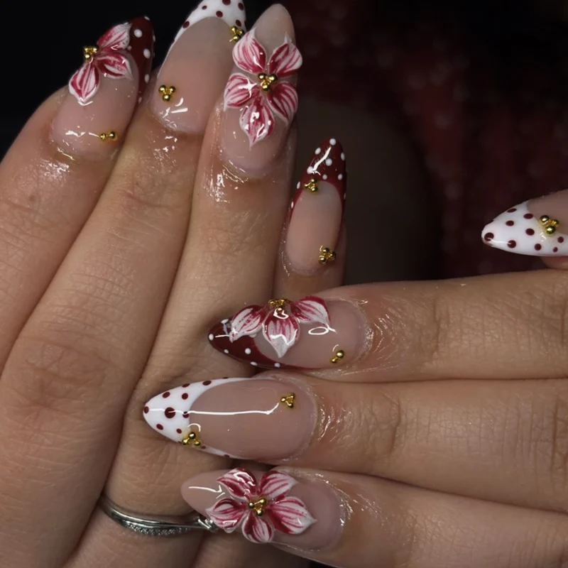 Floral Accent Acryl Nagelkunst Verlängerungen Karnz