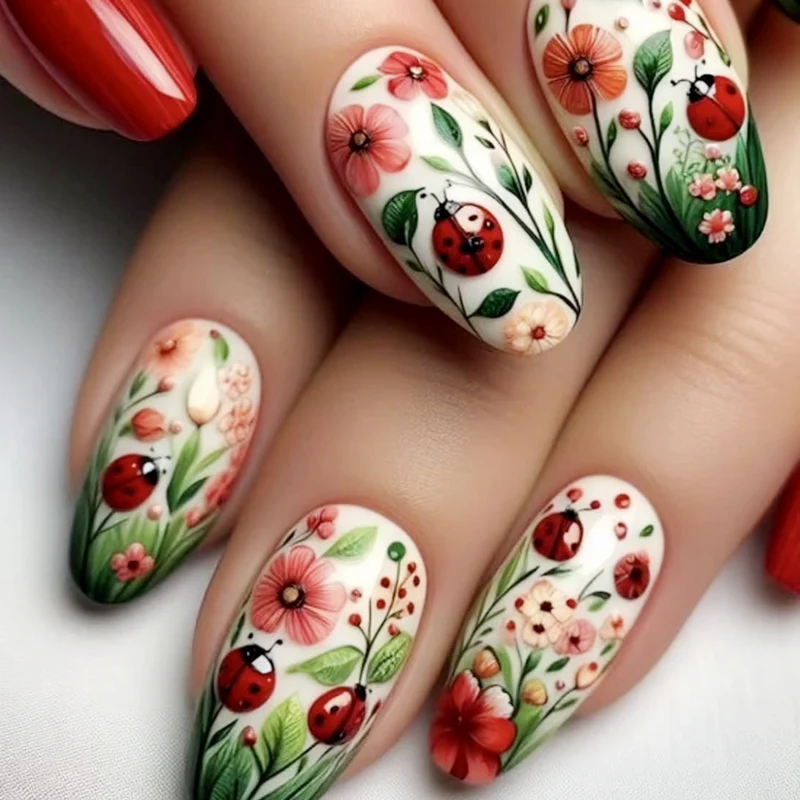 Floral-Accent 3D Nagel Kunst Erweiterungen Karnz