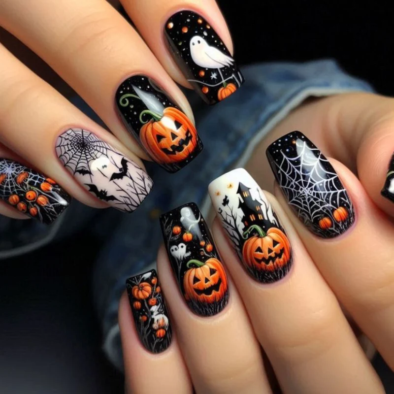 Festliche Halloween-Themen Nagelkunst Karnz