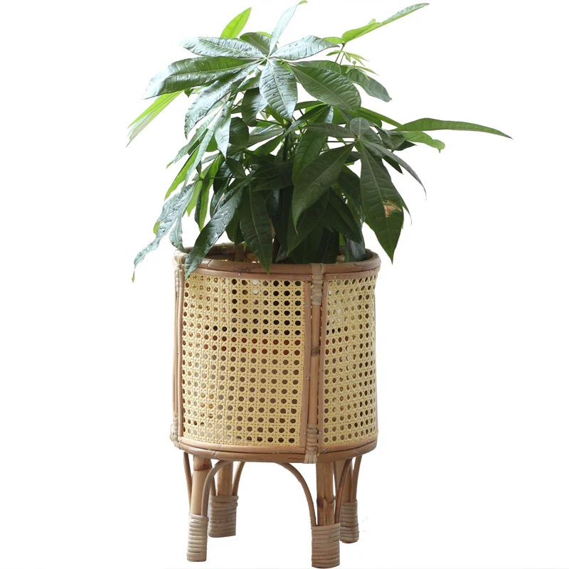 Stilvoller Pflanzenständer aus Rattan Karnz
