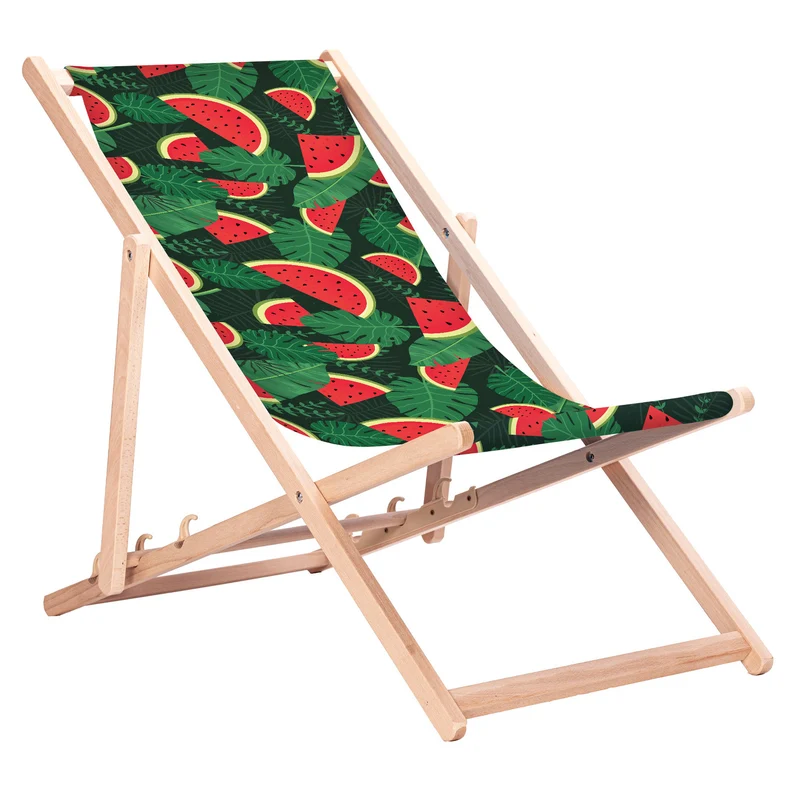 Klassischer Liegestuhl aus Buchenholz GreenBlue GB183 mit Wassermelonen-Aufdruck