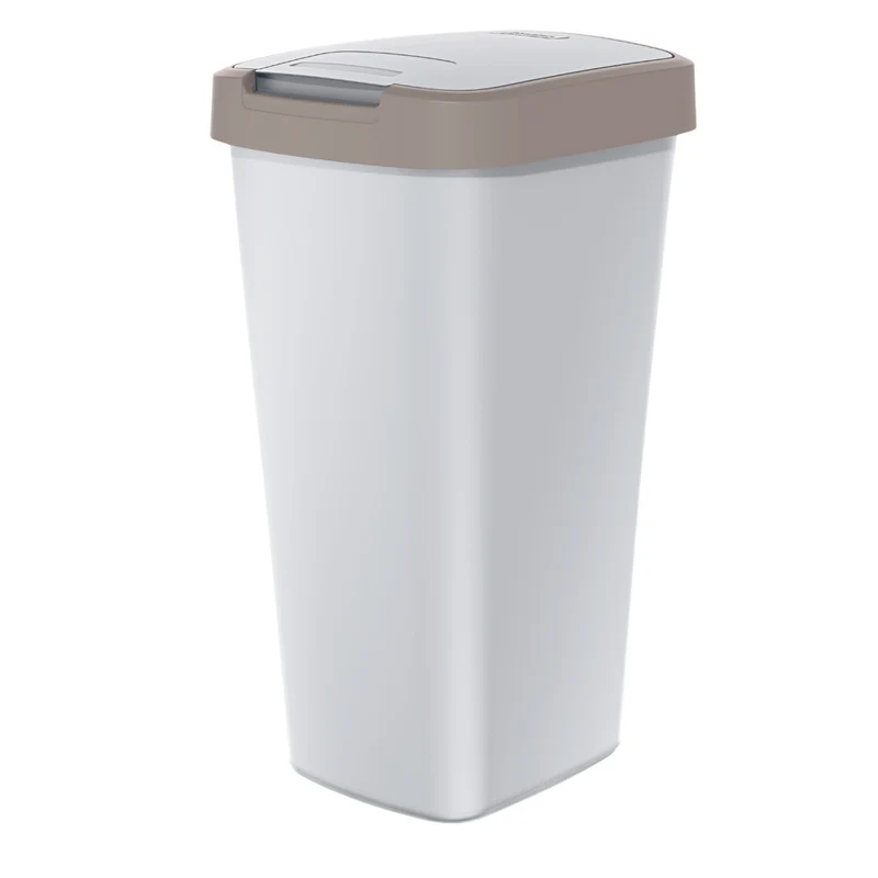 KEDEN COMPACTA Q 25-Liter-Abfallbehälter NSAB25-WG5C - aschgrau mit braunem Rahmen