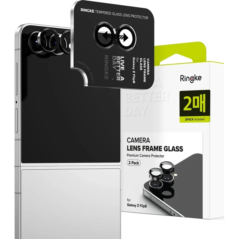 Kameraschutz für Galaxy Z Flip8, Ringke Camera Lens Frame Glass, 2-Pack, Schwarz