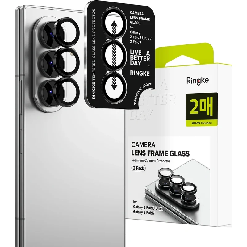 Kameraschutz für Galaxy Z Fold8 Ultra / Z Fold7, Ringke Camera Lens Frame Glass, 2-Pack, Schwarz