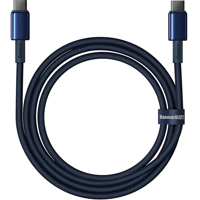 Kabel USB-C zu USB-C, PD 100W, 480Mb/s, 1 m, Baseus Tungsten Gold, Dunkelblau