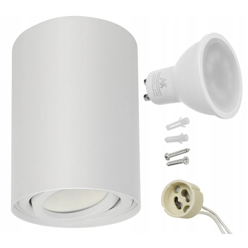 Maclean Runde Plafond Weiß MCE422 + LED-Lampe GU10 5W 4000K