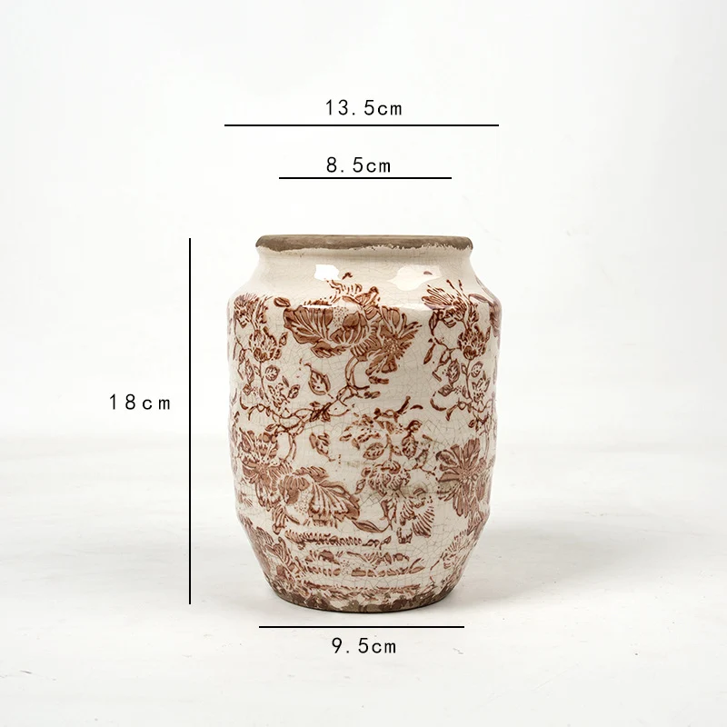 Florales Keramik Blumentopf mit Kunstmuster Karnz