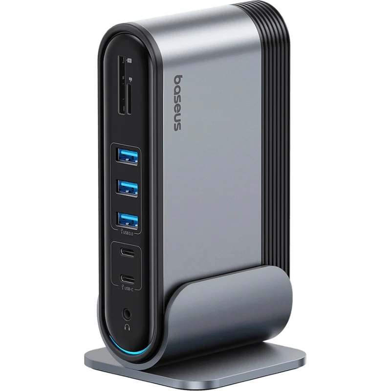 Ladestation Baseus Unionjoy 17-Port Triple Display Docking Station mit HDMI, DP, USB-C, SD, PC, USB-A, RJ45, PD, Grau
