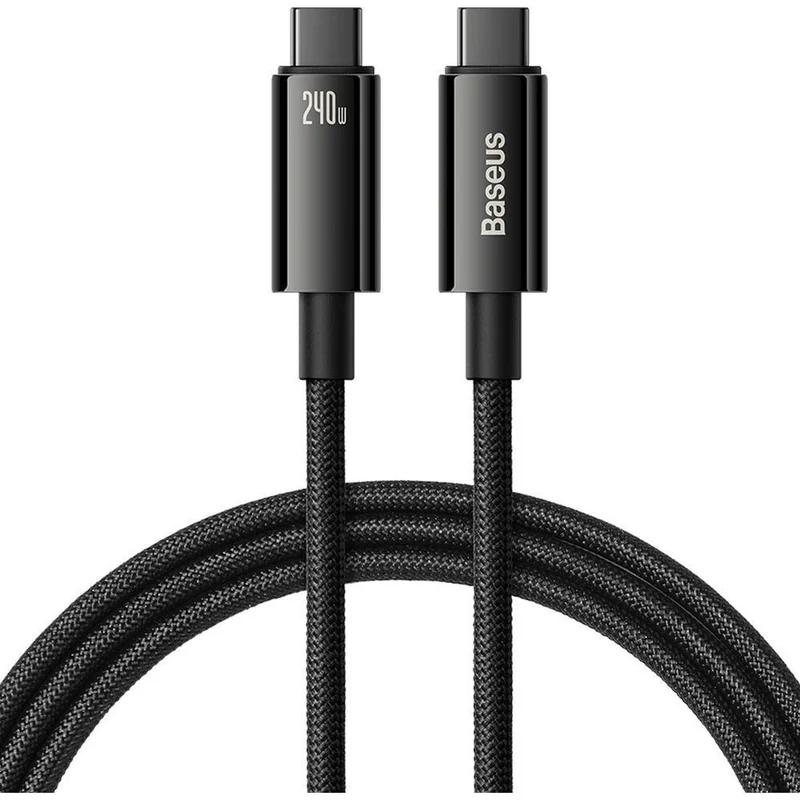 Kabel Baseus Tungsten Gold USB-C für USB-C 480Mb/s QC 240W PD 2m, Schwarz