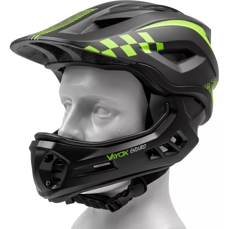 Fahrradhelm Vayox Enduro mit abnehmbarem Kinnschutz VA0421BS 54-58 cm, Größe M, Schwarz