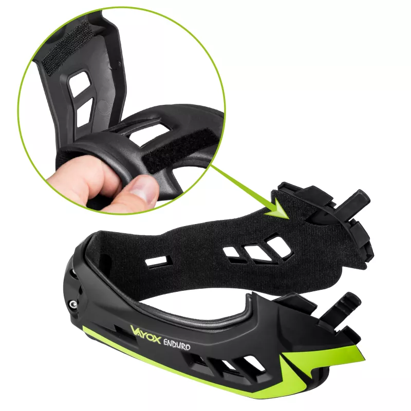 Fahrradhelm Vayox Enduro mit abnehmbarem Kinnschutz VA0421GM 54-58 cm, Größe M, Grün