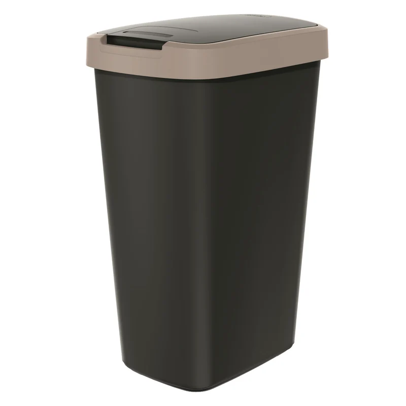 Keden Compacta Q Mülleimer mit Schwing- und Klappdeckel Kunststoff Mülltrennung Abfallbehälter Recycling Abfallsammler hellbraun 45l