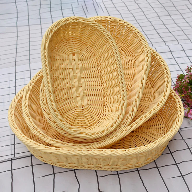 Handgefertigte ovale Rattan-Aufbewahrungskörbe Set Karnz