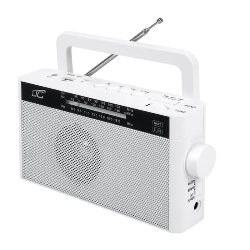 Sona Tragbares Retro-Radio mit Bluetooth/AM/FM / MP3 / USB/SD 1200mAh Akku Teleskopantenne (Weiß)