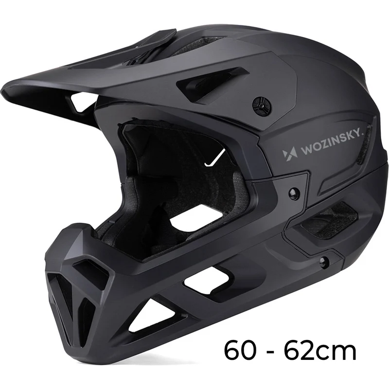 Fahrradhelm Fullface 60-62 cm mit abnehmbarem Visier, Wozinsky HT-58, Schwarz