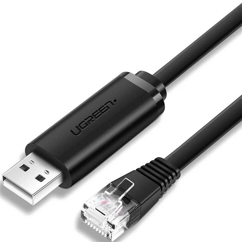 Flachkabel USB-A 2.0 zu Ethernet RJ45, Ugreen CM204, 3 m, Schwarz