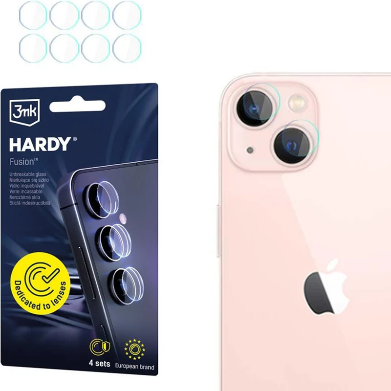 4x Hybridglas Kameraschutz für iPhone 14, 3mk Hardy Fusion Lens Protection