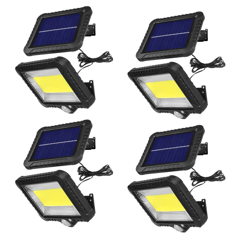 Solar-LED-Flutlicht mit Bewegungssensor Maclean, IP44, 5 W, 400 lm, 6000 K, Lithium-Akku 1300 mAh, 5,5 V DC MCE438, 4 Stück