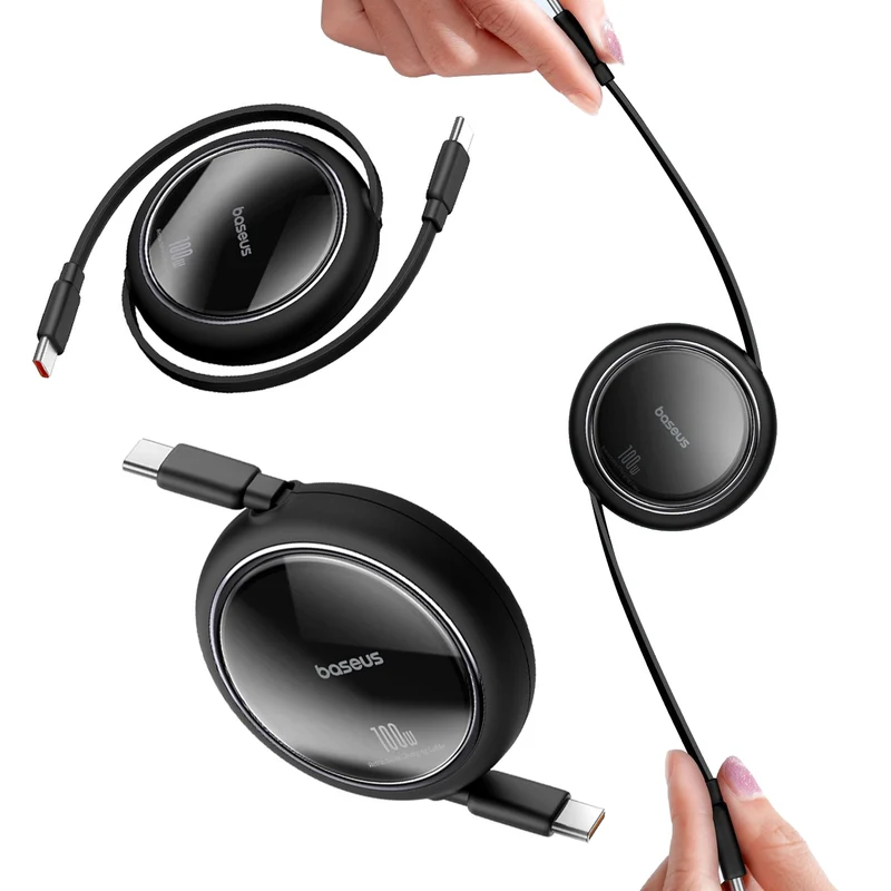Baseus Free2Draw Mini USB-C auf USB-C Verlängerungskabel, 100W, 1m, Schwarz