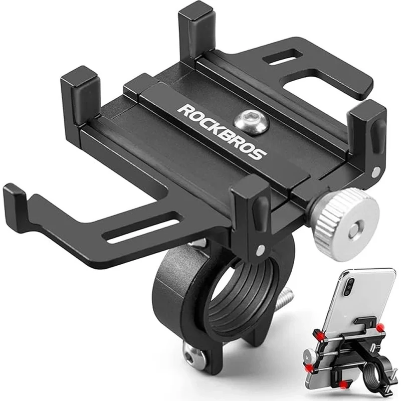 Rockbros 699-BK Fahrradhalterung für Smartphones mit einer Breite von 55 bis 100 mm / für Lenker mit einem Durchmesser von 22 bis 31,8 mm, Schwarz