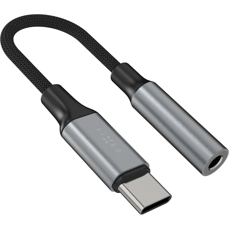 Adapter Audio USB-C (Stecker) auf 3.5 mm Klinke (Buchse), Fixed Link, Dunkelgrau