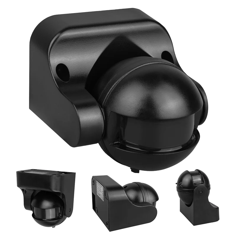 PIR-Bewegungsmelder Maclean, Infrarot, IP44, schwarz mit schwarzer Blende, Reichweite 12 m, max. Belastung 300/1200 W, MCE358 B/B