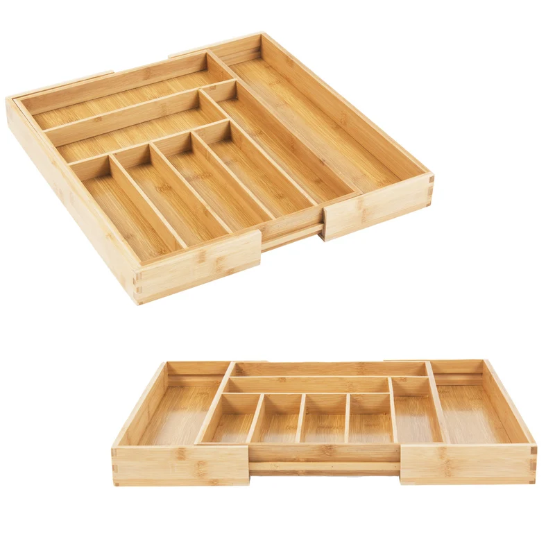 GreenBlue ausziehbarer Bambus-Besteck-Organizer, 325-500x430x45mm, GB379, 2 Stück