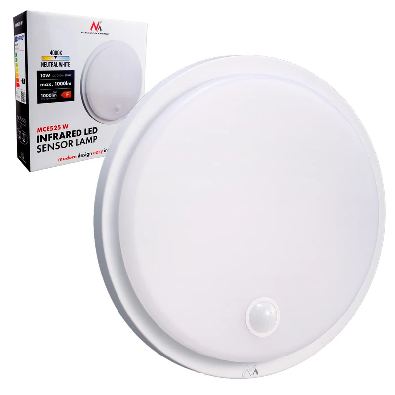 LED-Lampe mit Bewegungssensor Maclean, PIR-Sensor, Farbe Weiß, 10 W, IP65, 1000 lm, neutrale Farbe, MCE525 W