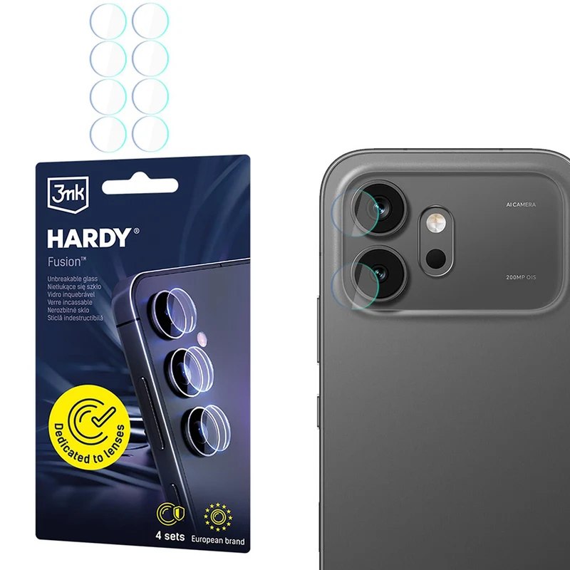 4x Hybridglas Kameraschutz für Linsen für Honor 600 5G, 3mk Hardy Fusion Lens Protection