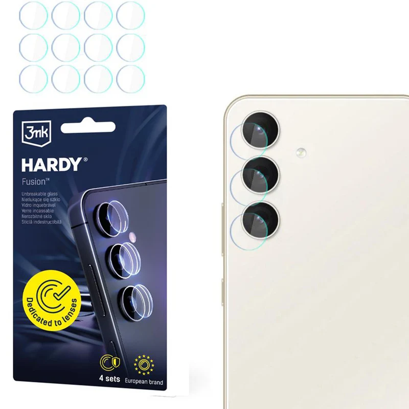 4x Hybridglas Kameraschutz für Linsen für Galaxy S24, 3mk Hardy Fusion Lens Protection