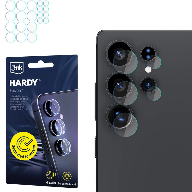 4x Hybridglas Kameraschutz für Linsen für Galaxy S25 Ultra, 3mk Hardy Fusion Lens Protection