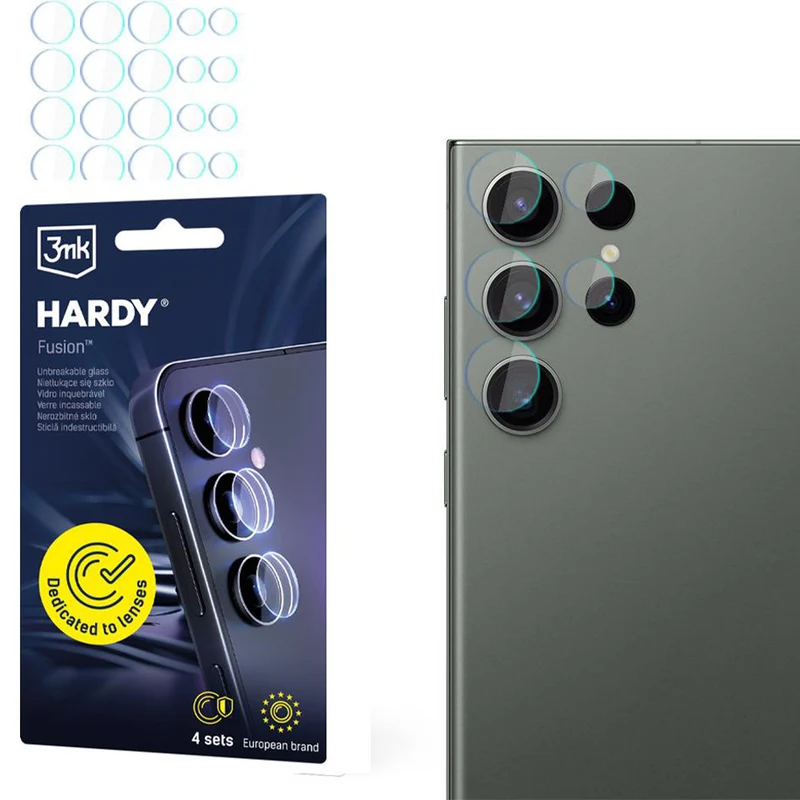 4x Hybridglas Kameraschutz für Linsen für Galaxy S24 Ultra, 3mk Hardy Fusion Lens Protection