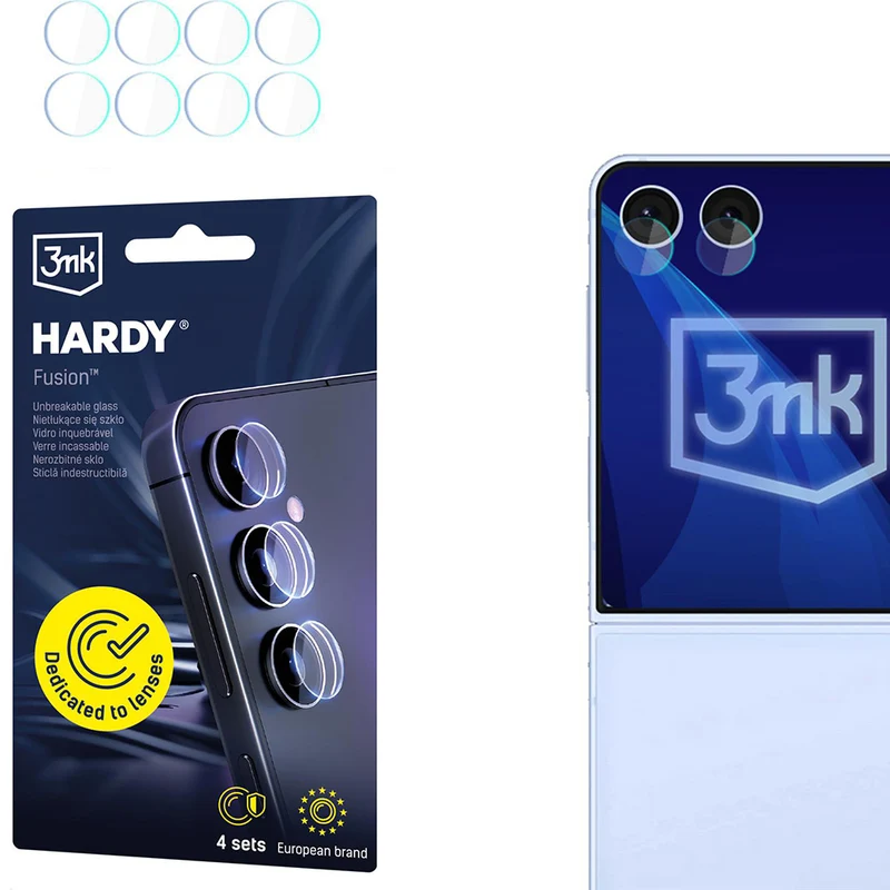 4x Hybridglas Kameraschutz für Linsen für Galaxy Z Flip7, 3mk Hardy Fusion Lens Protection