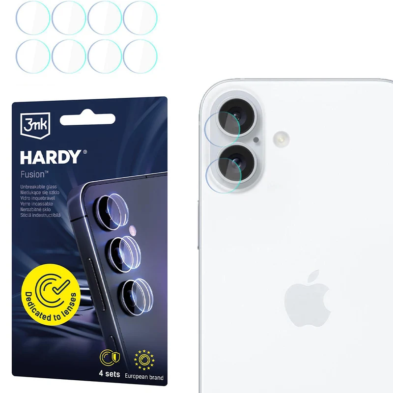 4x Hybridglas Kameraschutz für iPhone 17, 3mk Hardy Fusion Lens Protection