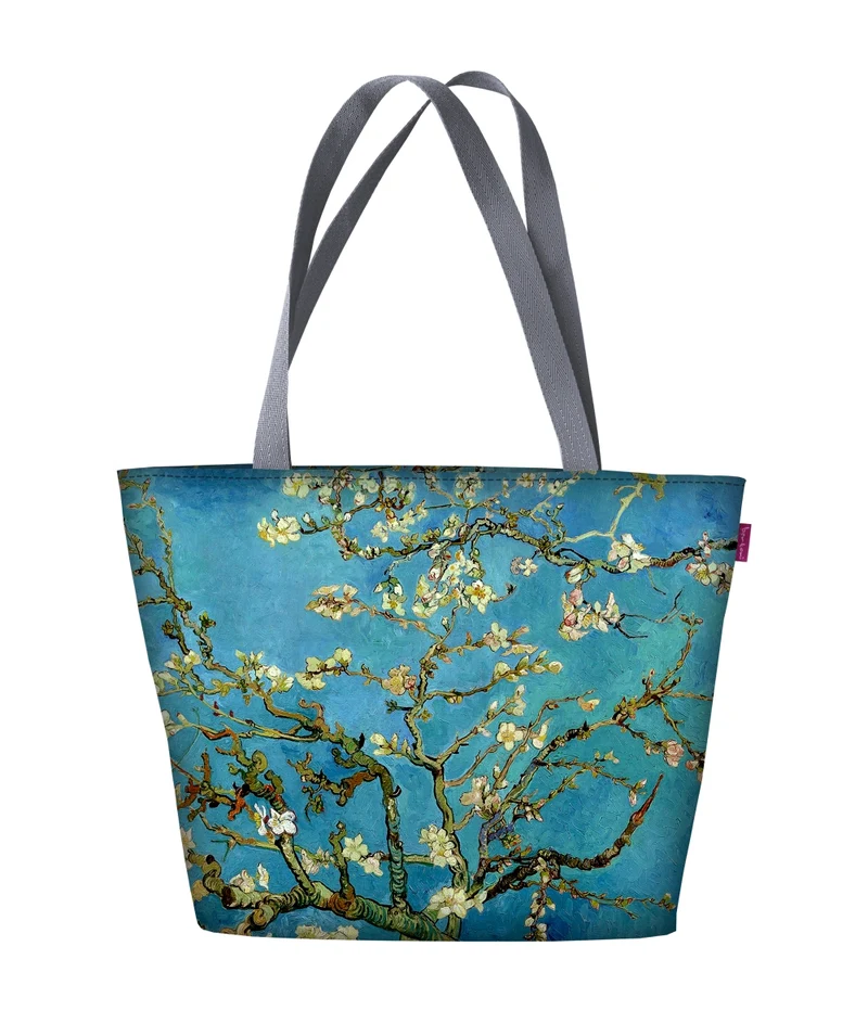 Holi Schultertasche mit Reißverschlus Damen Shopper Passend für A4 Tragetasche Tasche mit Motiv Almond