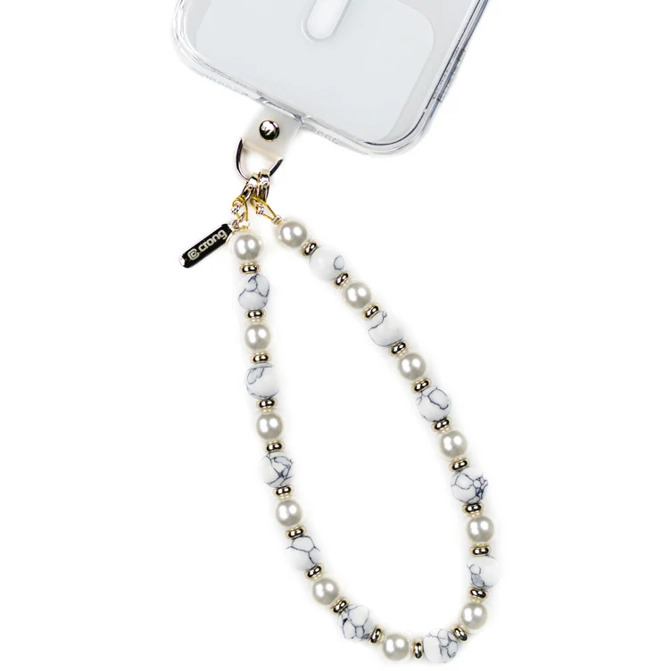 Universal-Handyband für das Handgelenk, Crong Phone Charm, Gold mit Marmorperlen