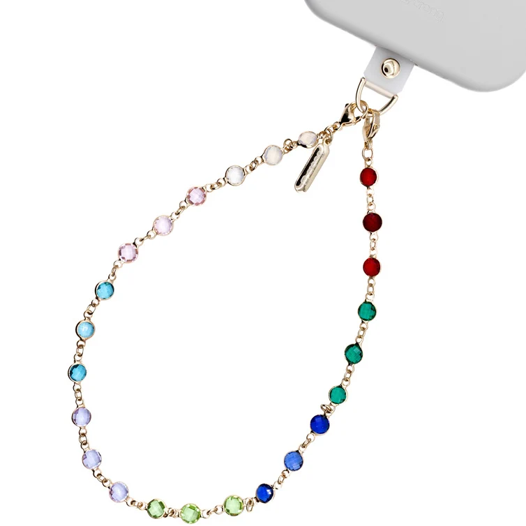 Universal-Handyband für das Handgelenk, Crong Phone Charm, goldfarben mit bunten Steinen
