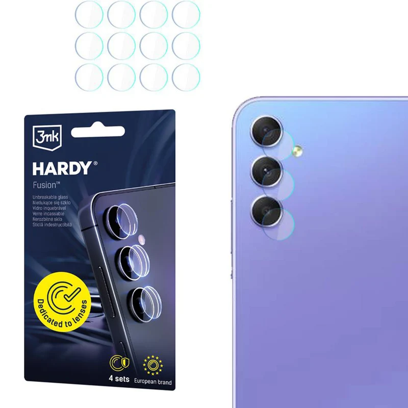 4x Hybridglas Kameraschutz für Linsen für Galaxy A55 5G / A35 5G, 3mk Hardy Fusion Lens Protection