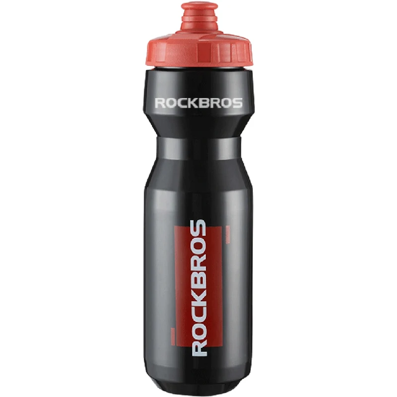Fahrrad Trinkflasche 750 ml, Rockbros, mit Squeeze-Silikonmundstück, Transparent-Schwarz mit rotem Mundstück