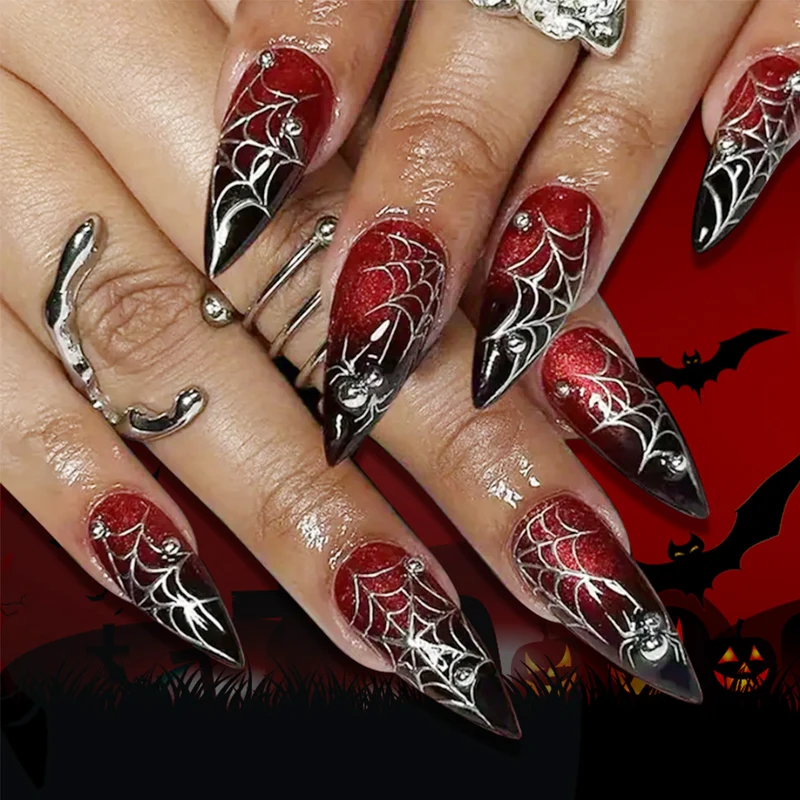 Gothic Spider Web Press-On Nagelverlängerungen Karnz