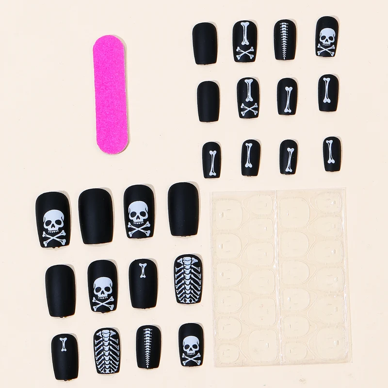 Gothic-Skelett-Themen-Nagelkunstverlängerungen Karnz