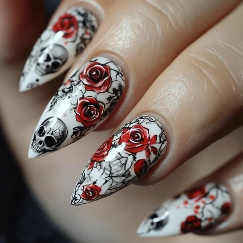 Gothic Floral Design Nagelkunst Extensions Karnz