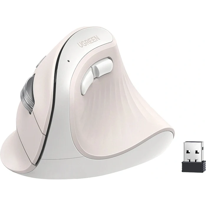 Ergonomische kabellose optische Maus, Ugreen MU008mini, Bluetooth 5.0 und 2.4 GHz USB, Weiß