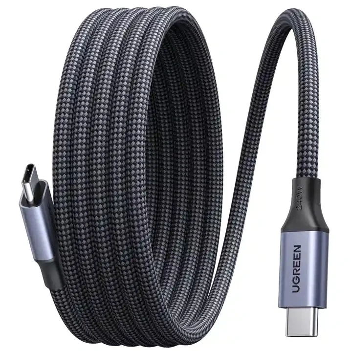 Kabel Ugreen USB-C zu USB-C, 240W, PD 3.1 mit E-Marker, Ugreen L537, 0,5 m, Grau