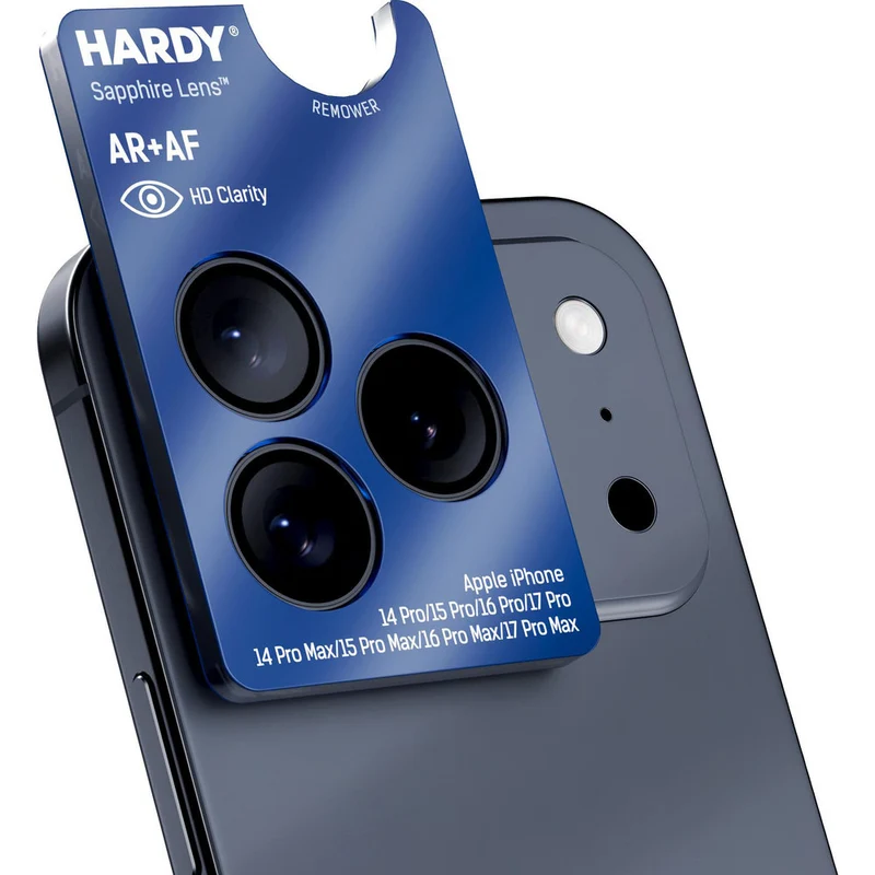 Saphirglas für die Kamera mit Applikator für iPhone 17 Pro Max - 14 Pro, 3mk Hardy Sapphire Lens, Schwarz