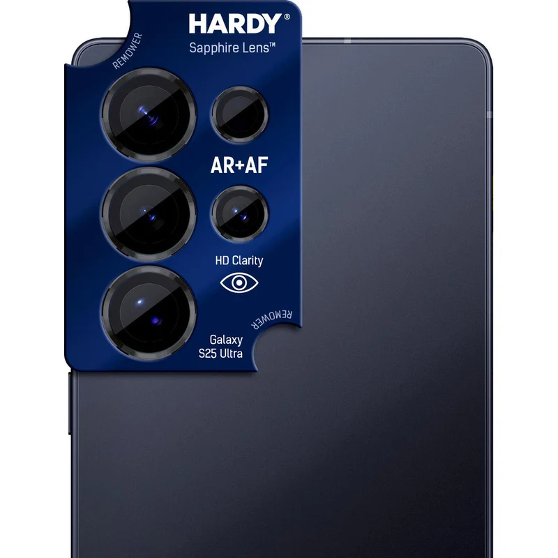 Saphirglas für die Kamera mit Applikator für Galaxy S25 Ultra, 3mk Hardy Sapphire Lens, Schwarz