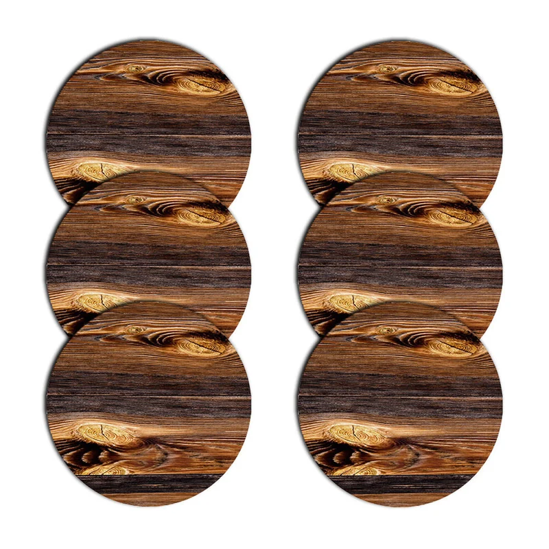 Bertoni Tischset, 6-teilig, rund, 33 cm, Tischuntersetzer, Muster: Holz