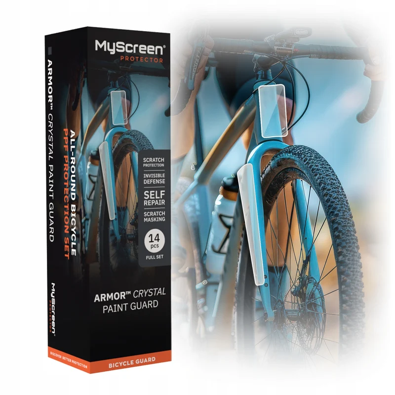 14er-Set PPF Schutzfolien für Fahrrad, MyScreen Armor Crystal Paint Guard Bicycle, Transparent